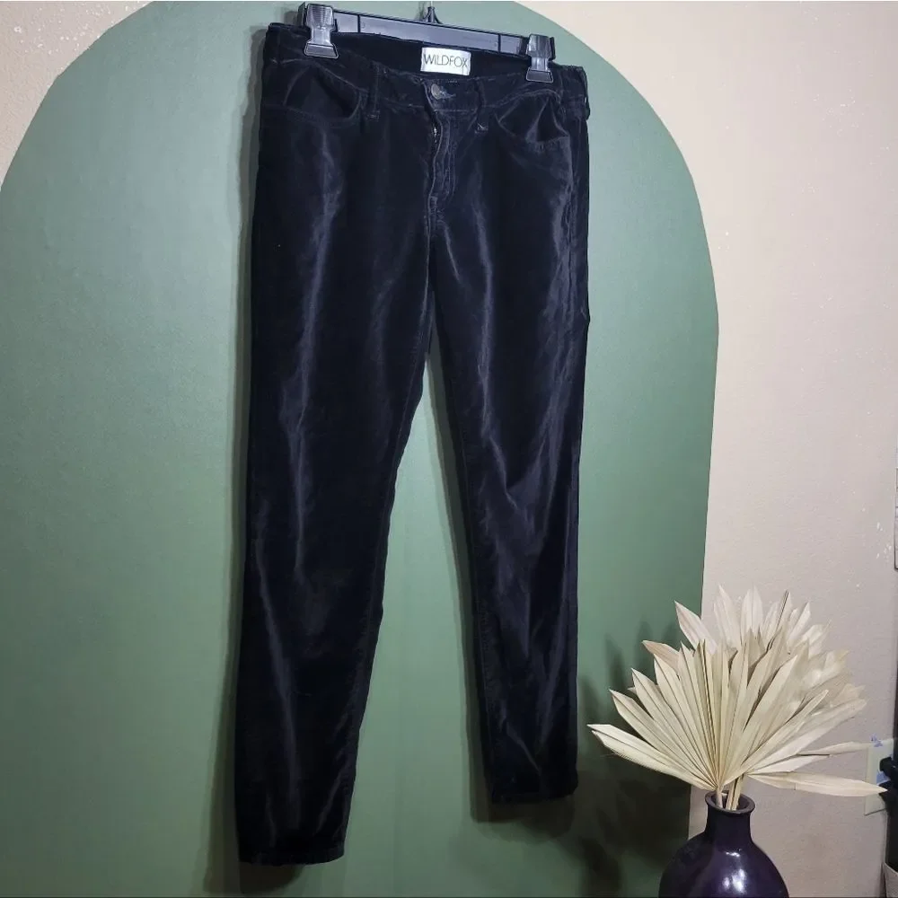 WILDFOX Size 30 Black Velvet Marianne Skinny Jeans - Picture 2 of 5